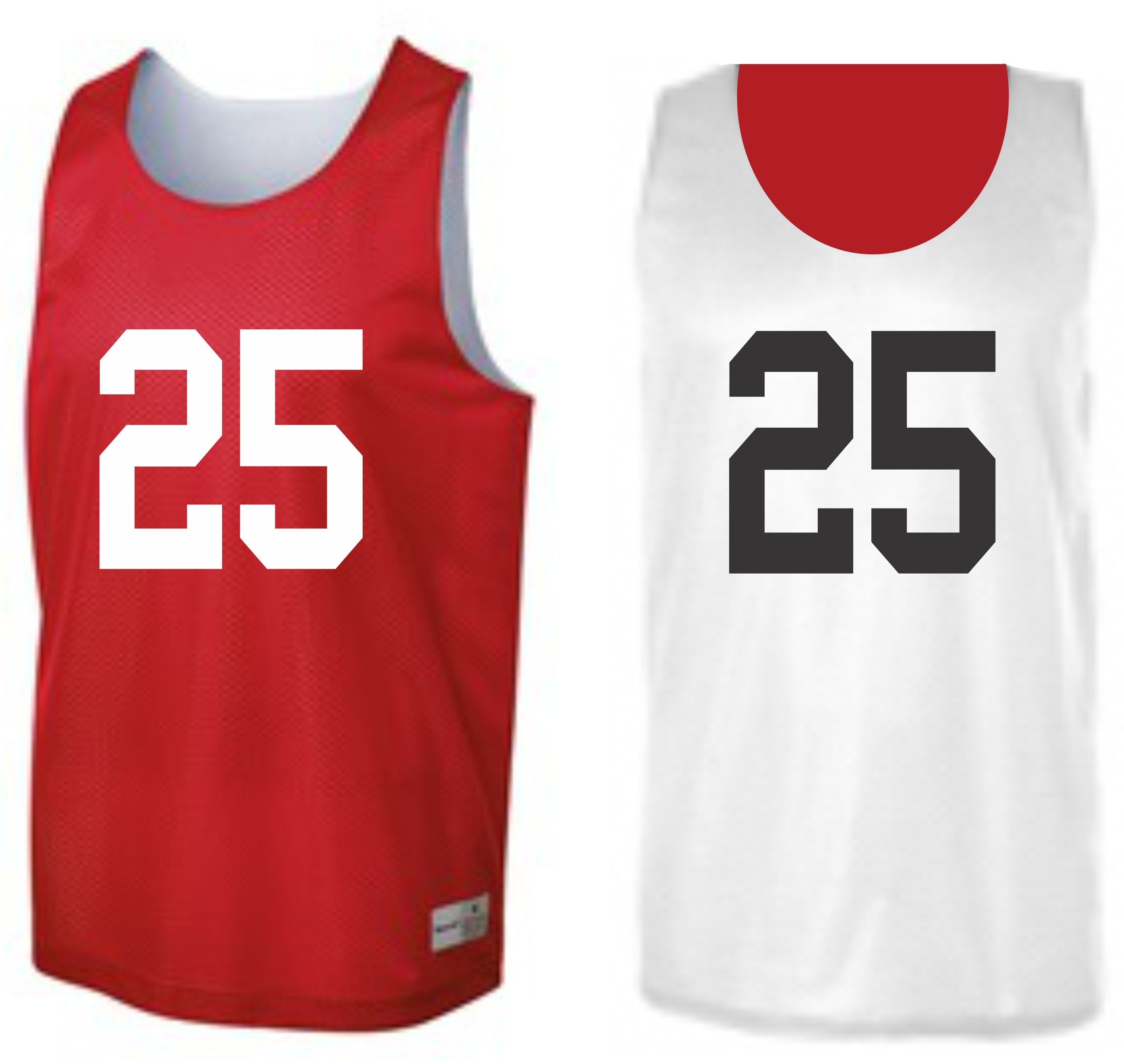Custom Numbered Reversible Pinnies-SCARLET RED/WHITE