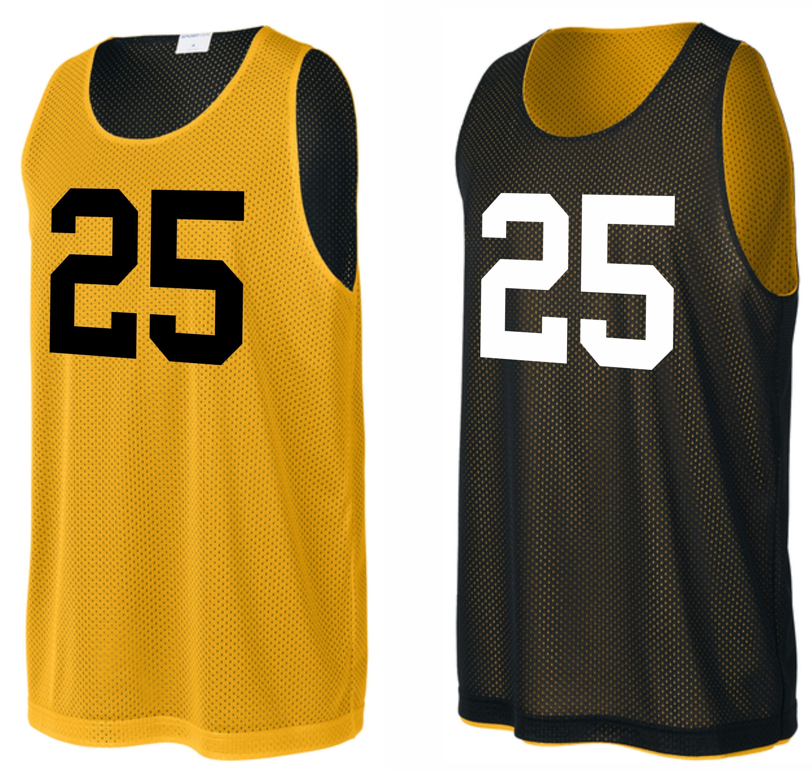 Custom Numbered Reversible Pinnies-GOLD/BLACK
