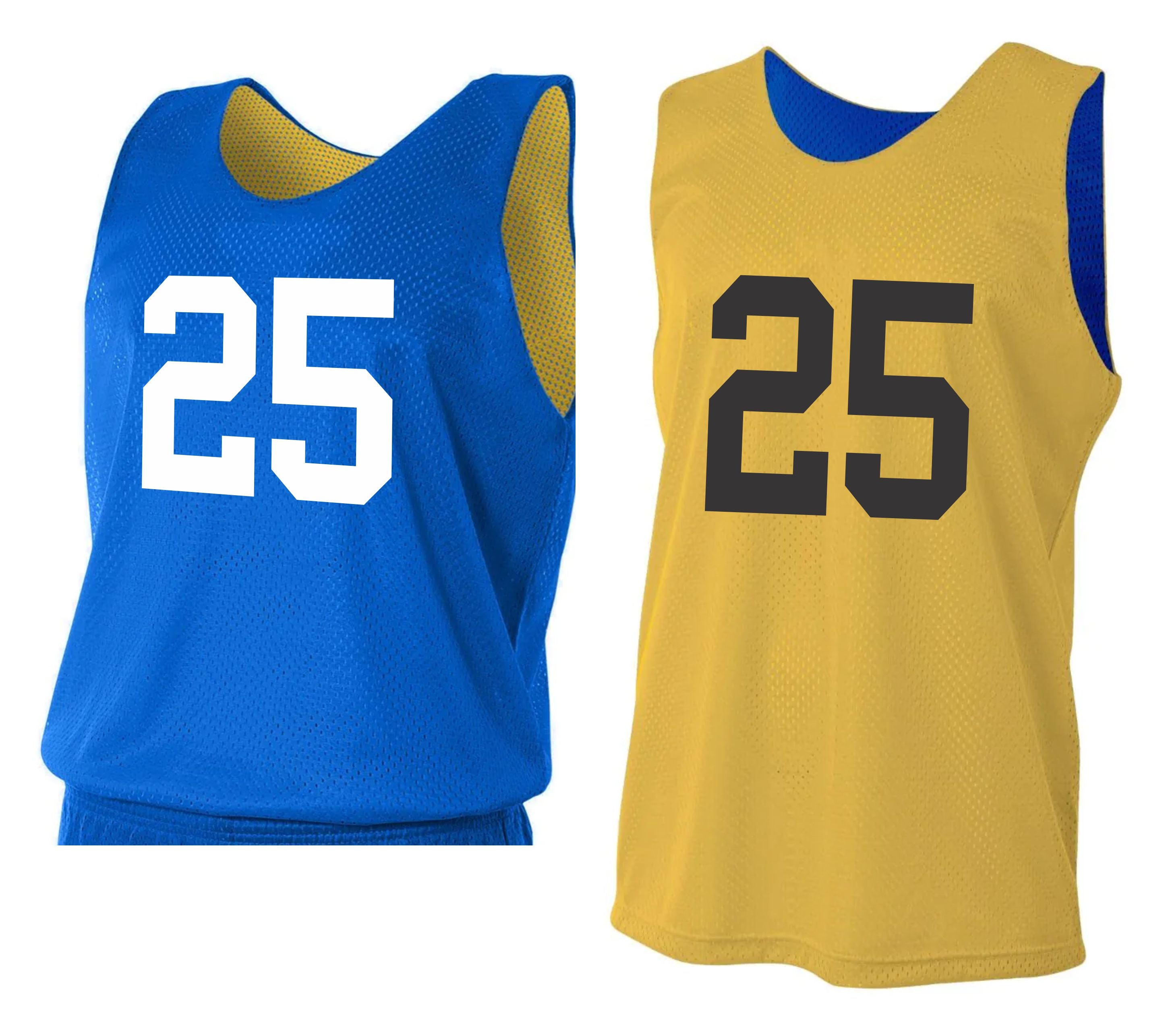 Custom Numbered Reversible Pinnies-ROYAL/GOLD