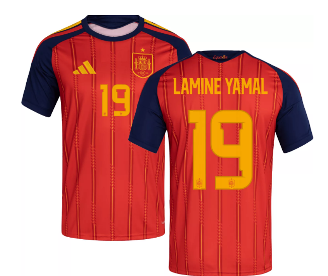 Spain Adidas Home Replica Jersey w/Lamine Yamal #19-YOUTH