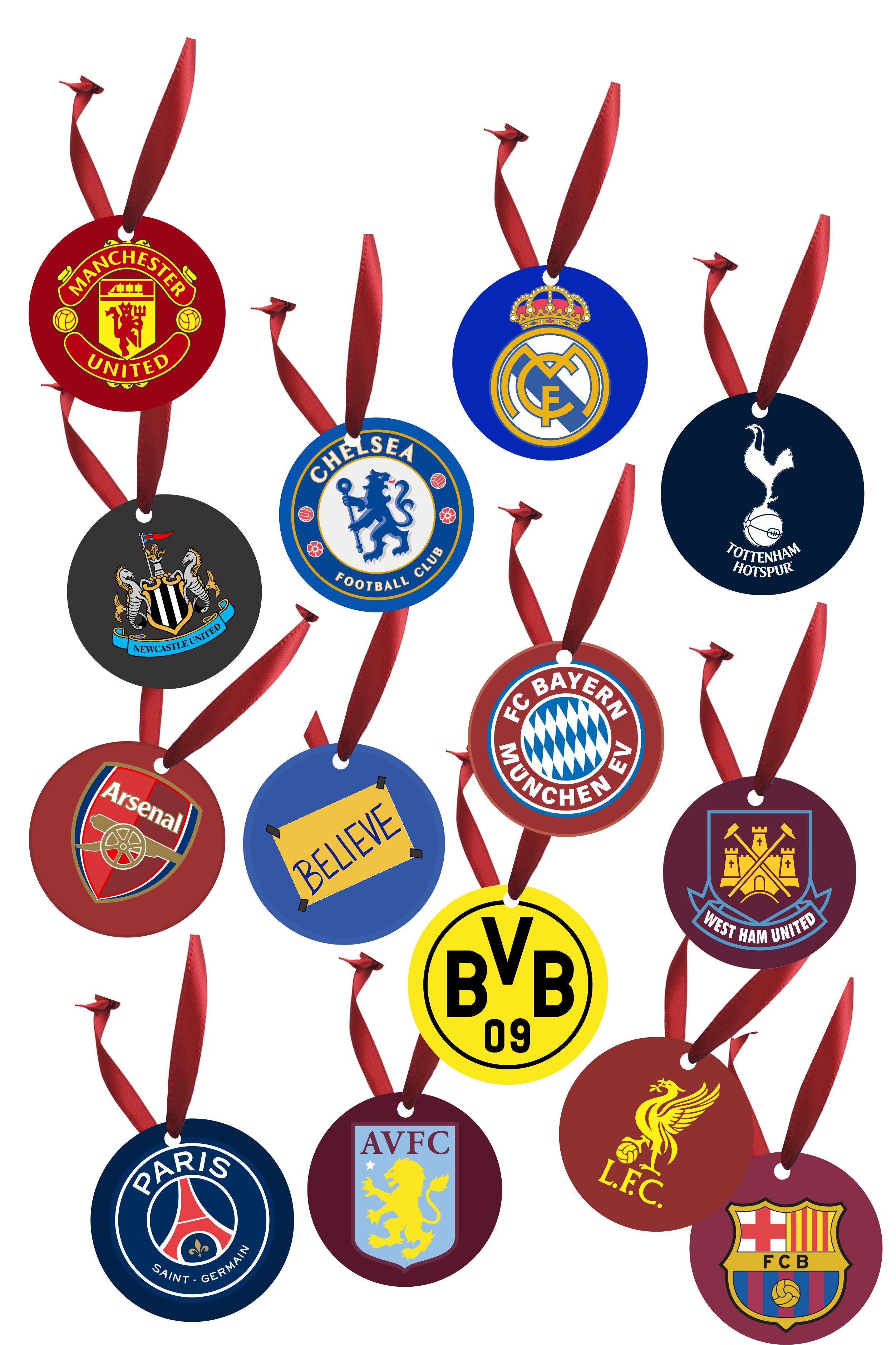 Professional Soccer Club Team Christmas Ornaments