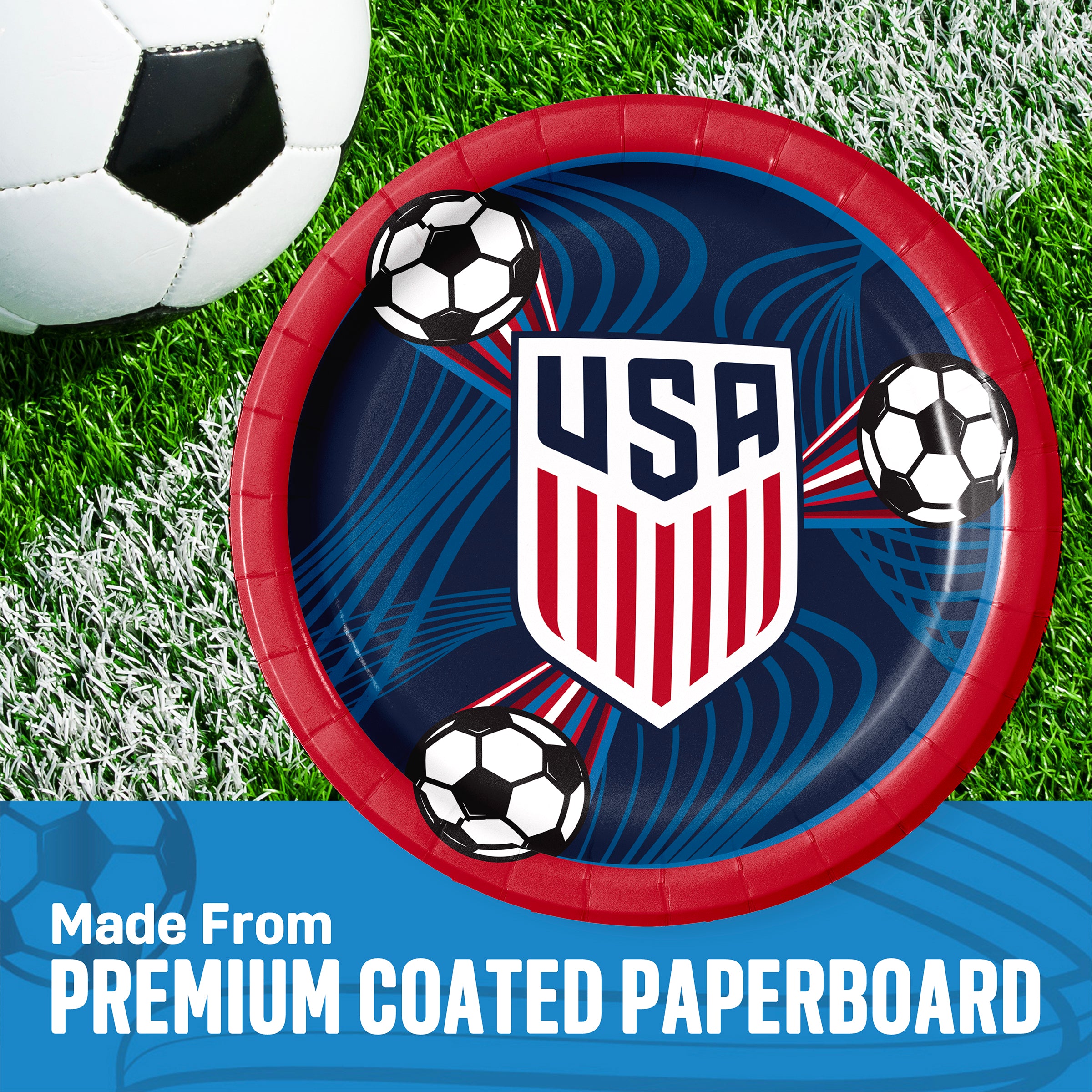 US Men's National Soccer Team 9" Dinner Plates (16ct) & Dinner Napkins (32ct)