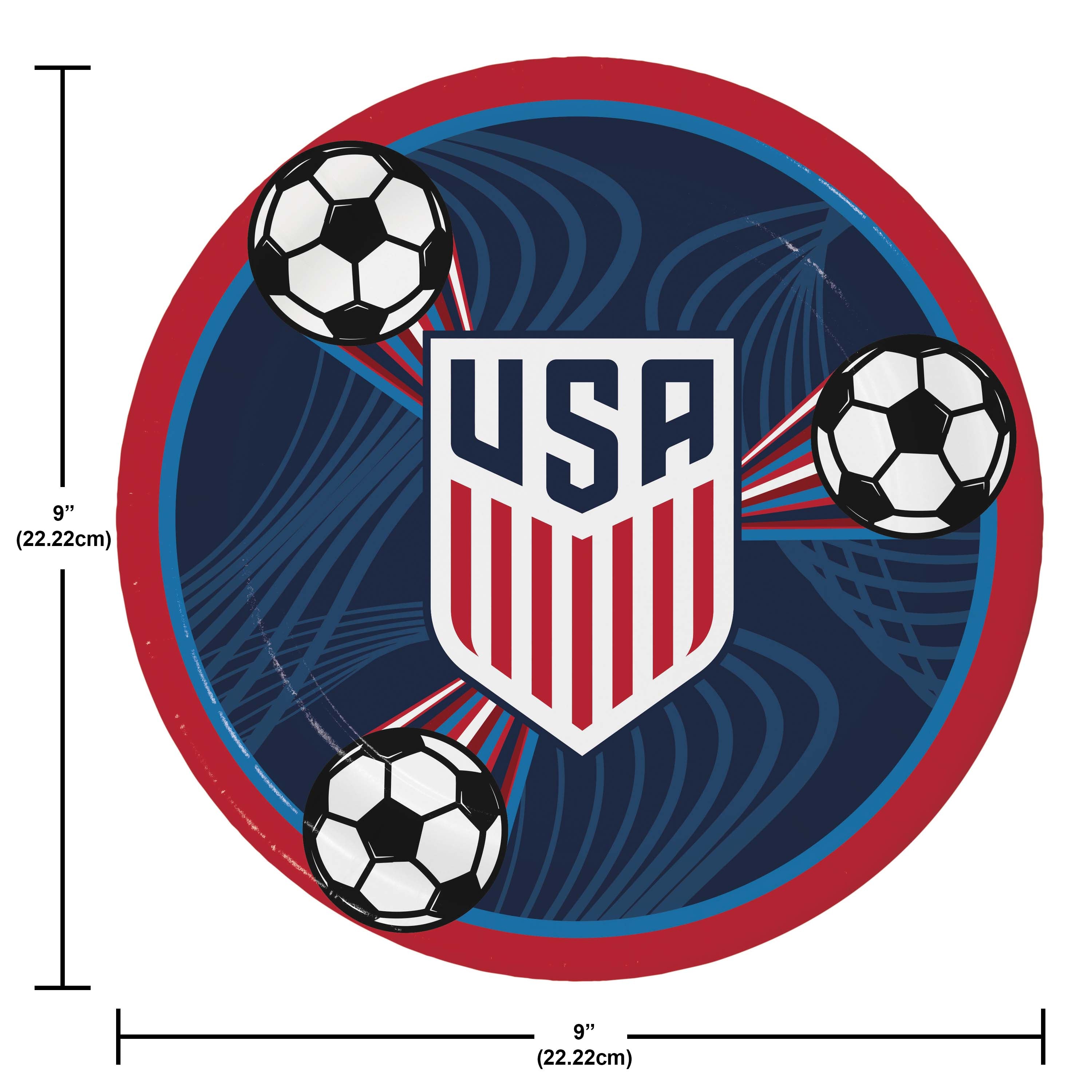 US Men's National Soccer Team 9" Dinner Plates (16ct) & Dinner Napkins (32ct)