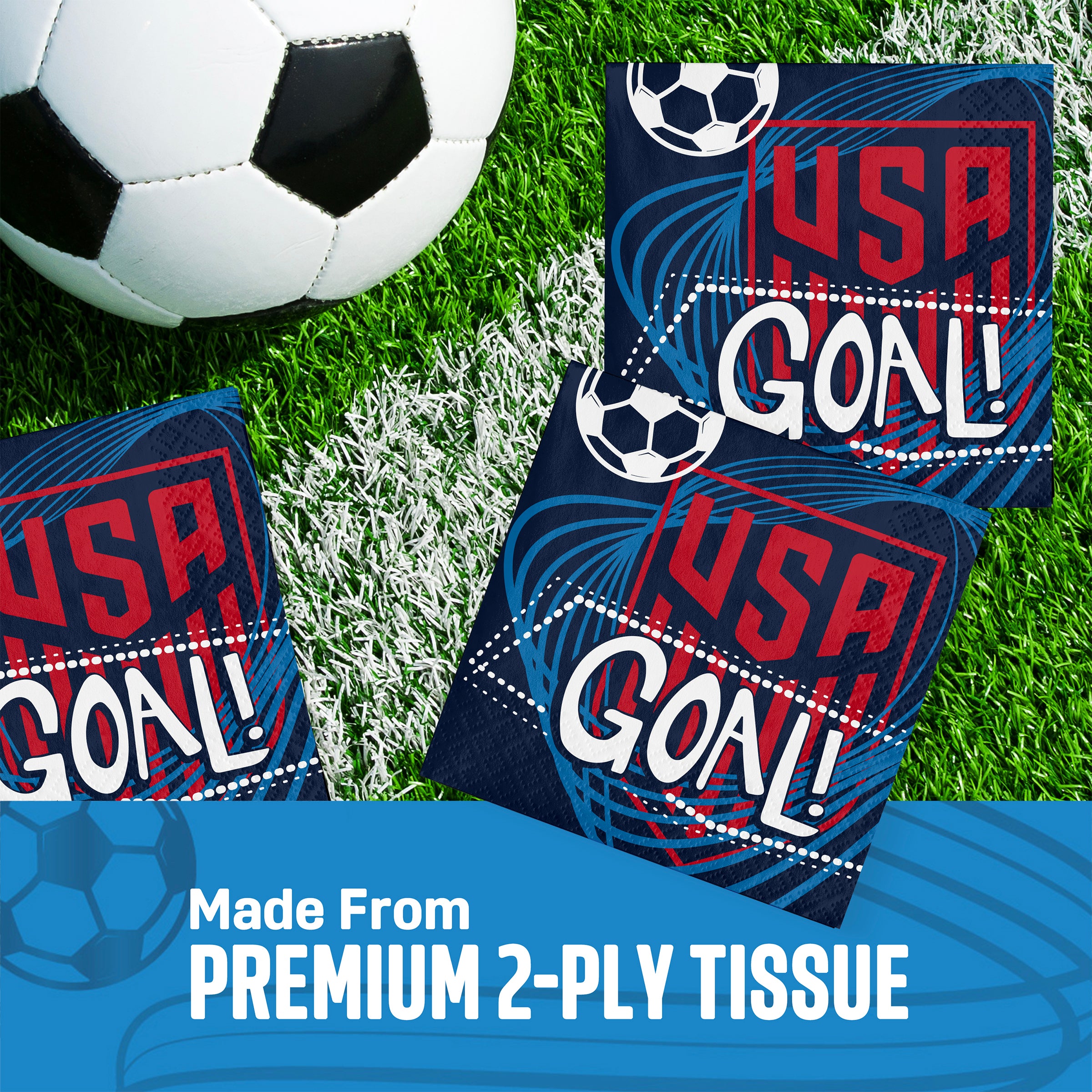 US Men's National Soccer Team 20oz Plastic Cups (24ct) & Beverage Napkins (16ct)