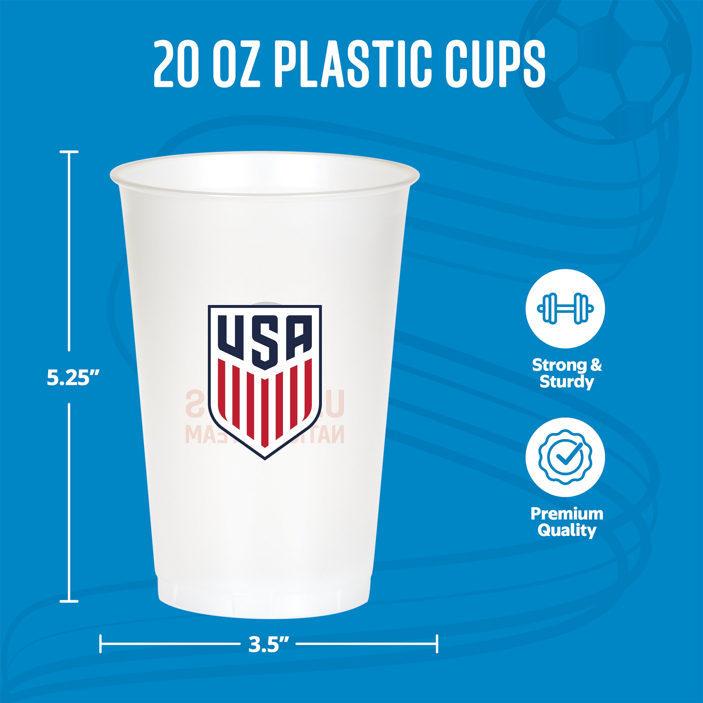 US Men's National Soccer Team 20oz Plastic Cups (24ct) & Beverage Napkins (16ct)