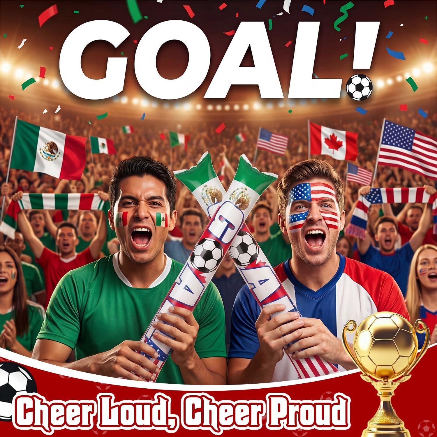 Goal Soccer Tri-Nation Inflatable Thunder Sticks (pair)