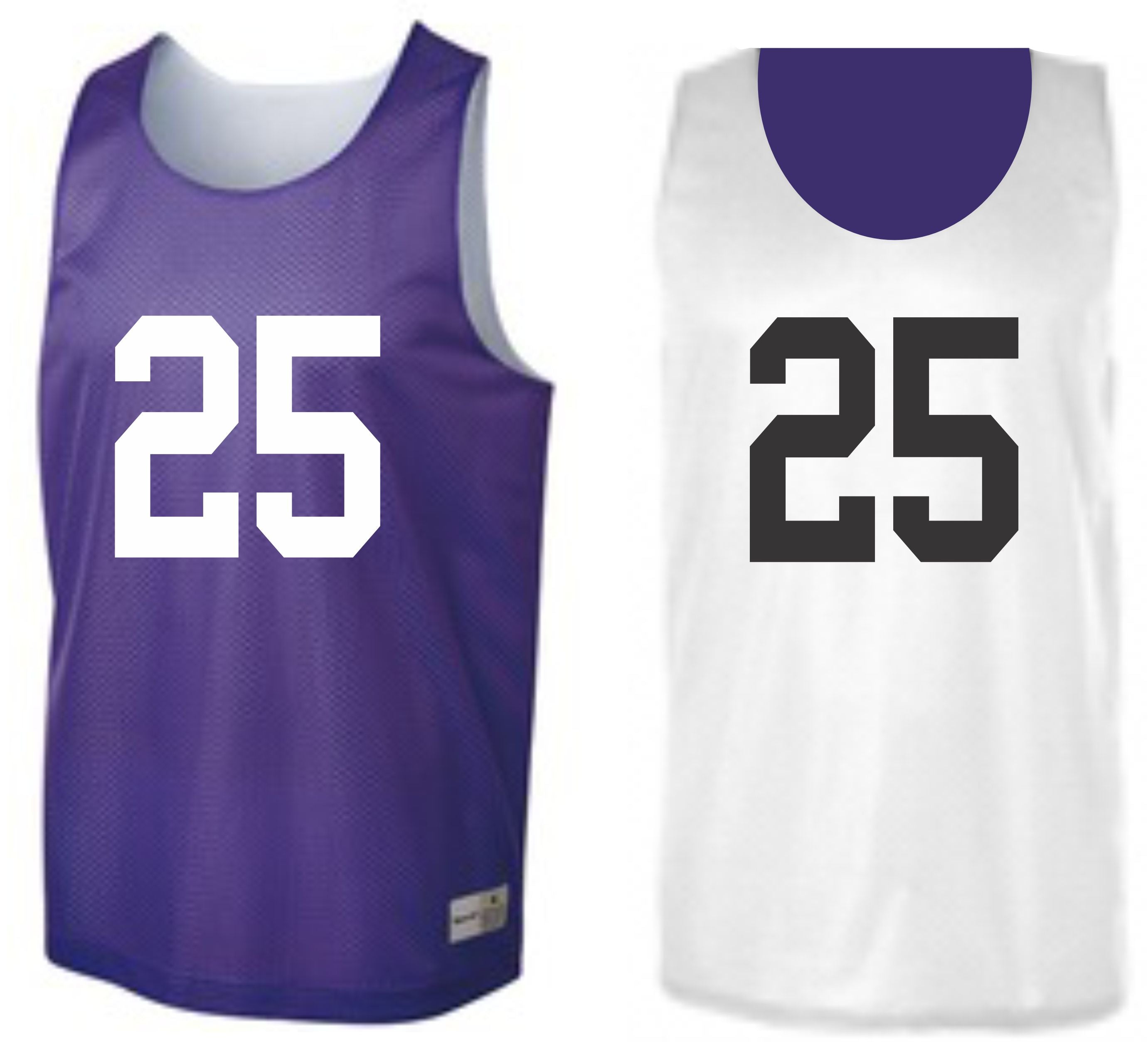 Custom Numbered Reversible Pinnies-PURPLE/WHITE