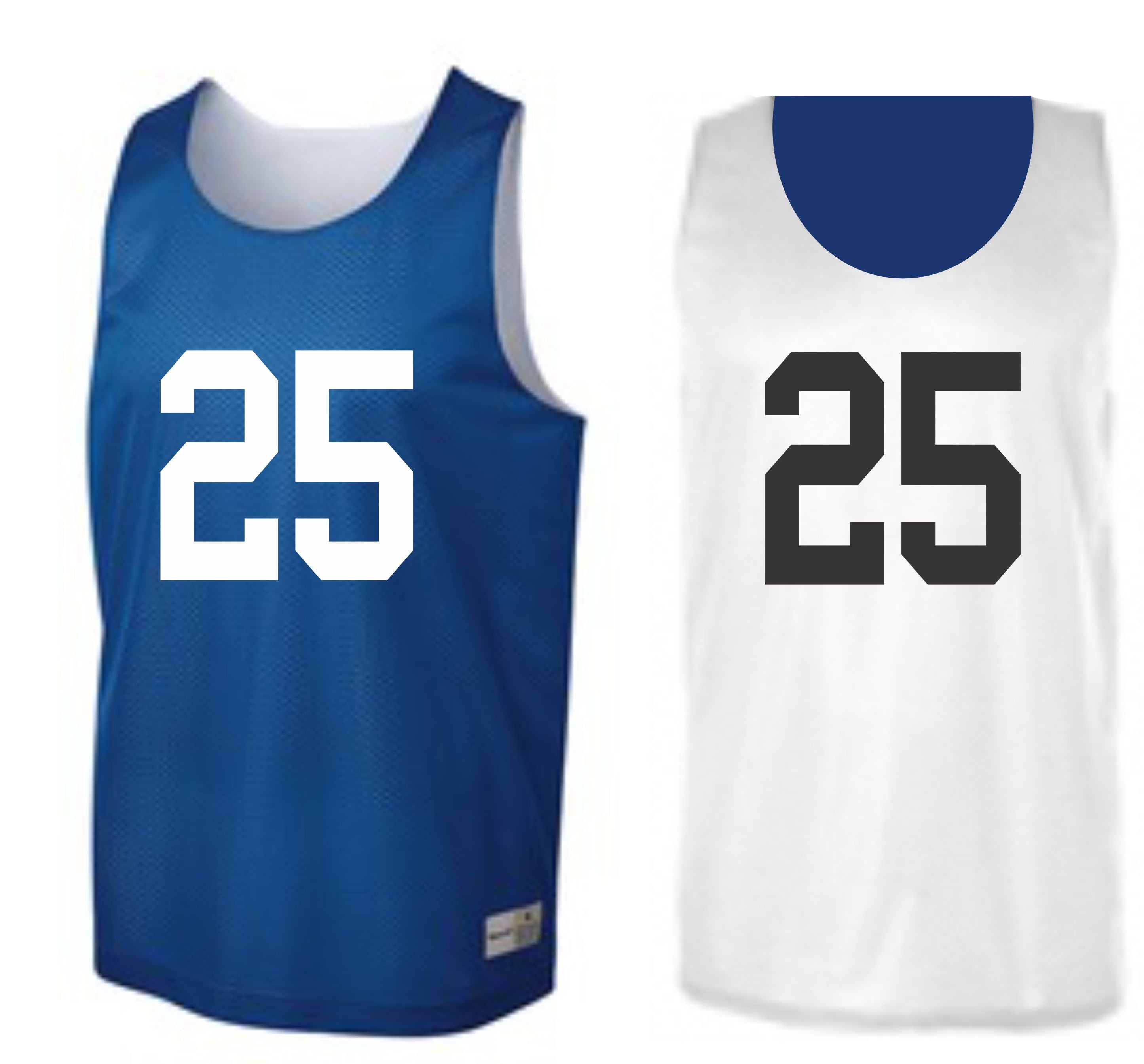 Custom Numbered Reversible Pinnies-ROYAL/WHITE