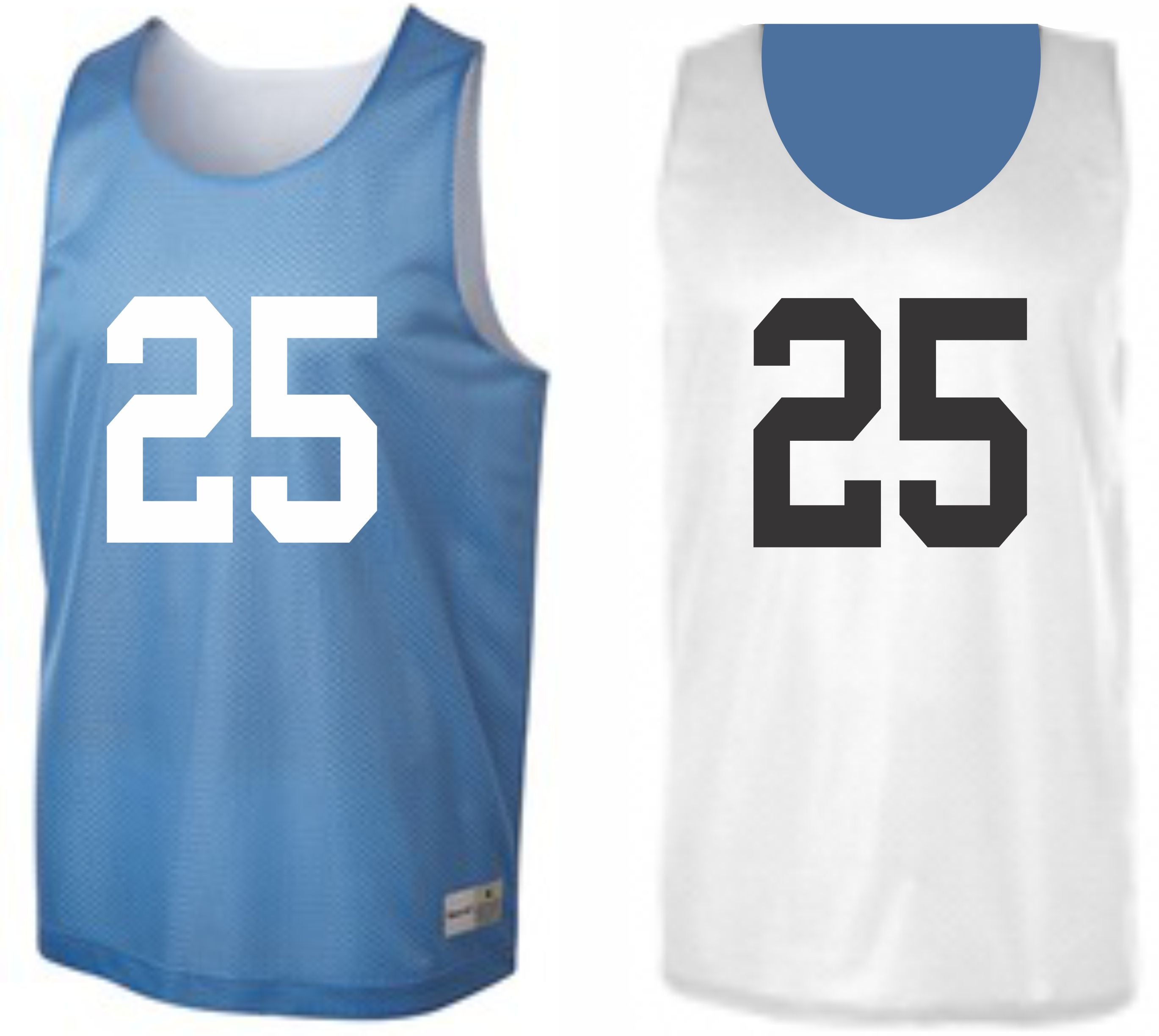 Custom Numbered Reversible Pinnies-CAROLINA BLUE/WHITE