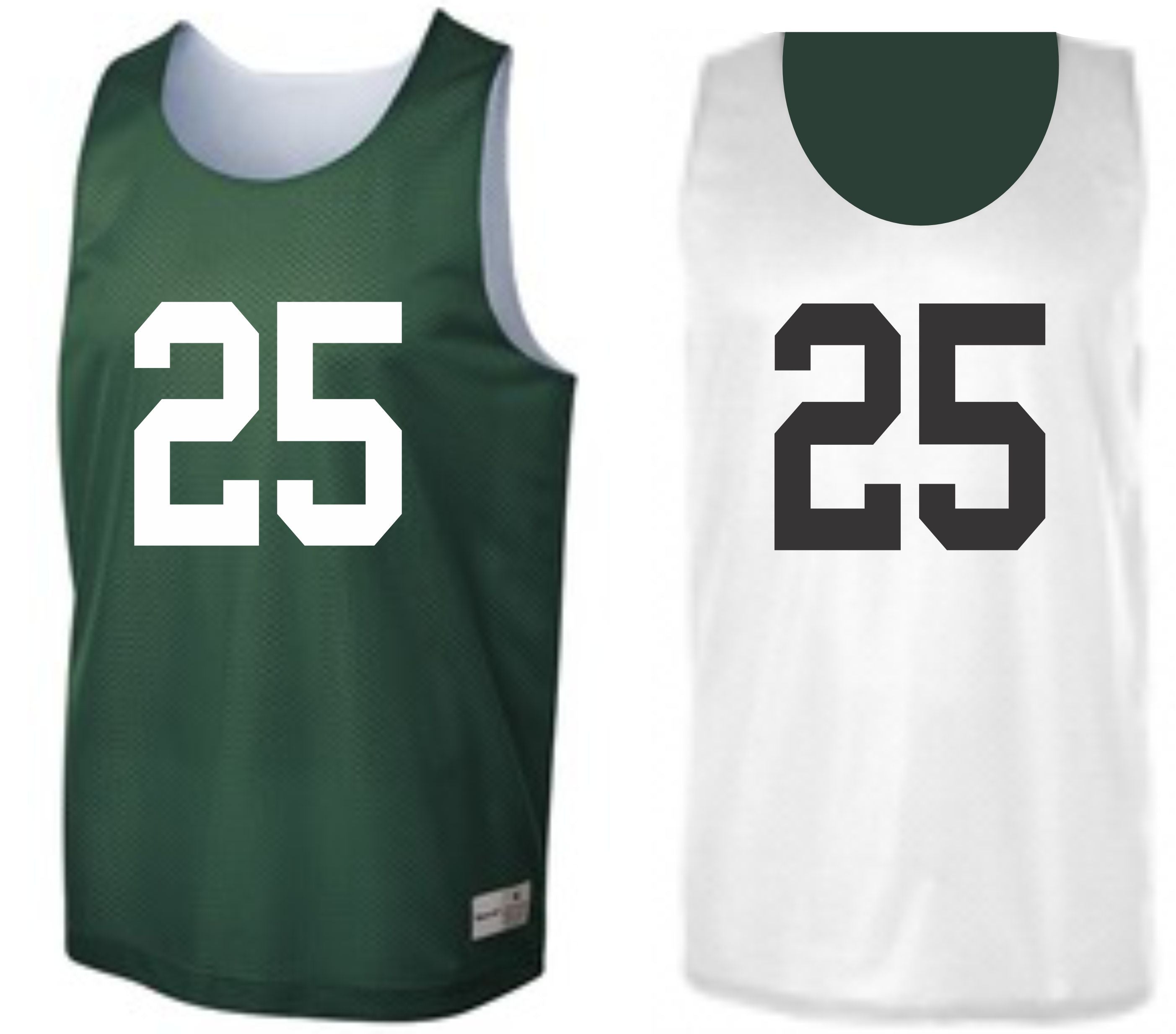 Custom Numbered Reversible Pinnies-FOREST GREEN/WHITE