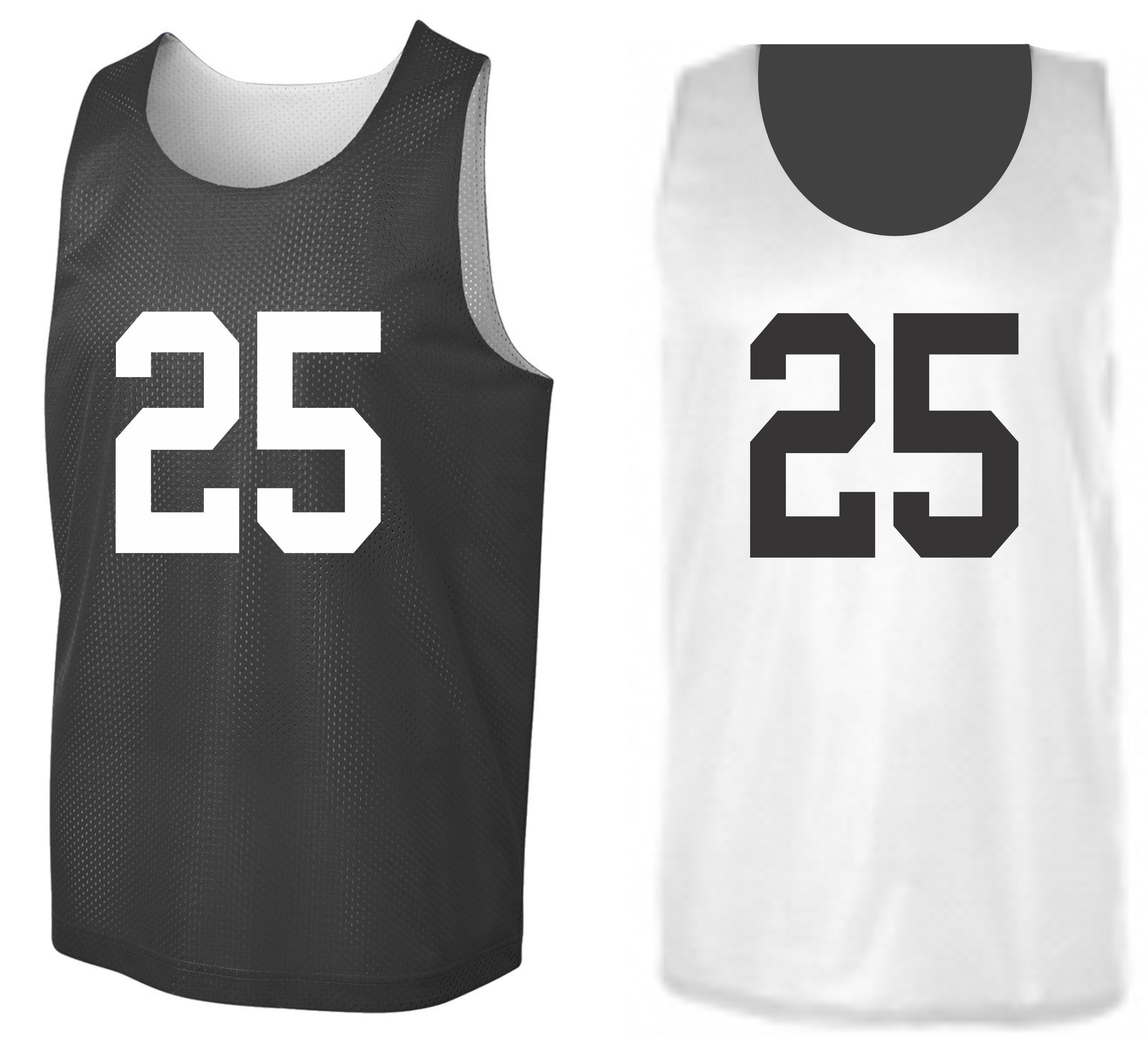 Custom Numbered Reversible Pinnies-IRON GREY/WHITE