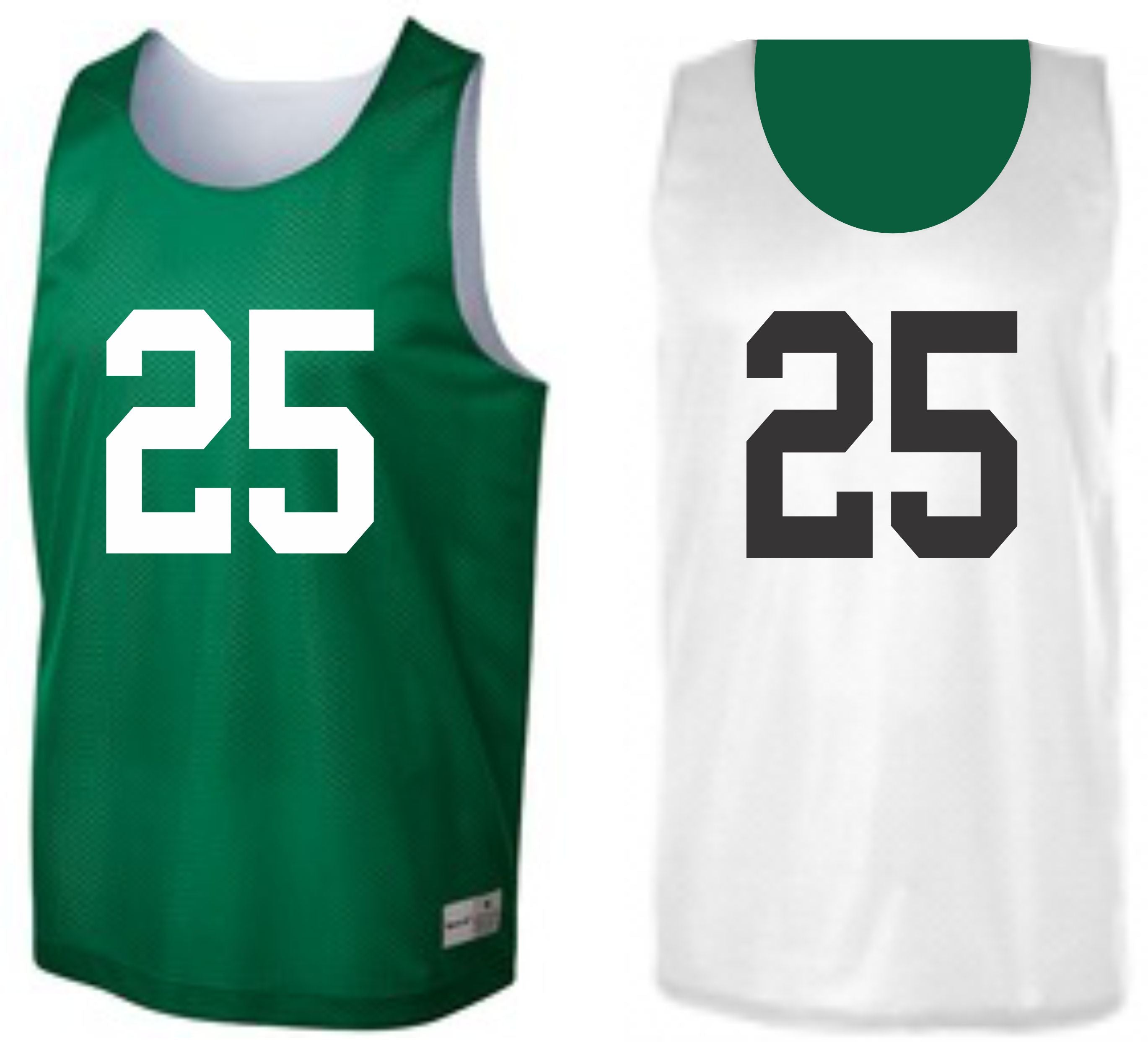 Custom Numbered Reversible Pinnies-KELLY GREEN/WHITE