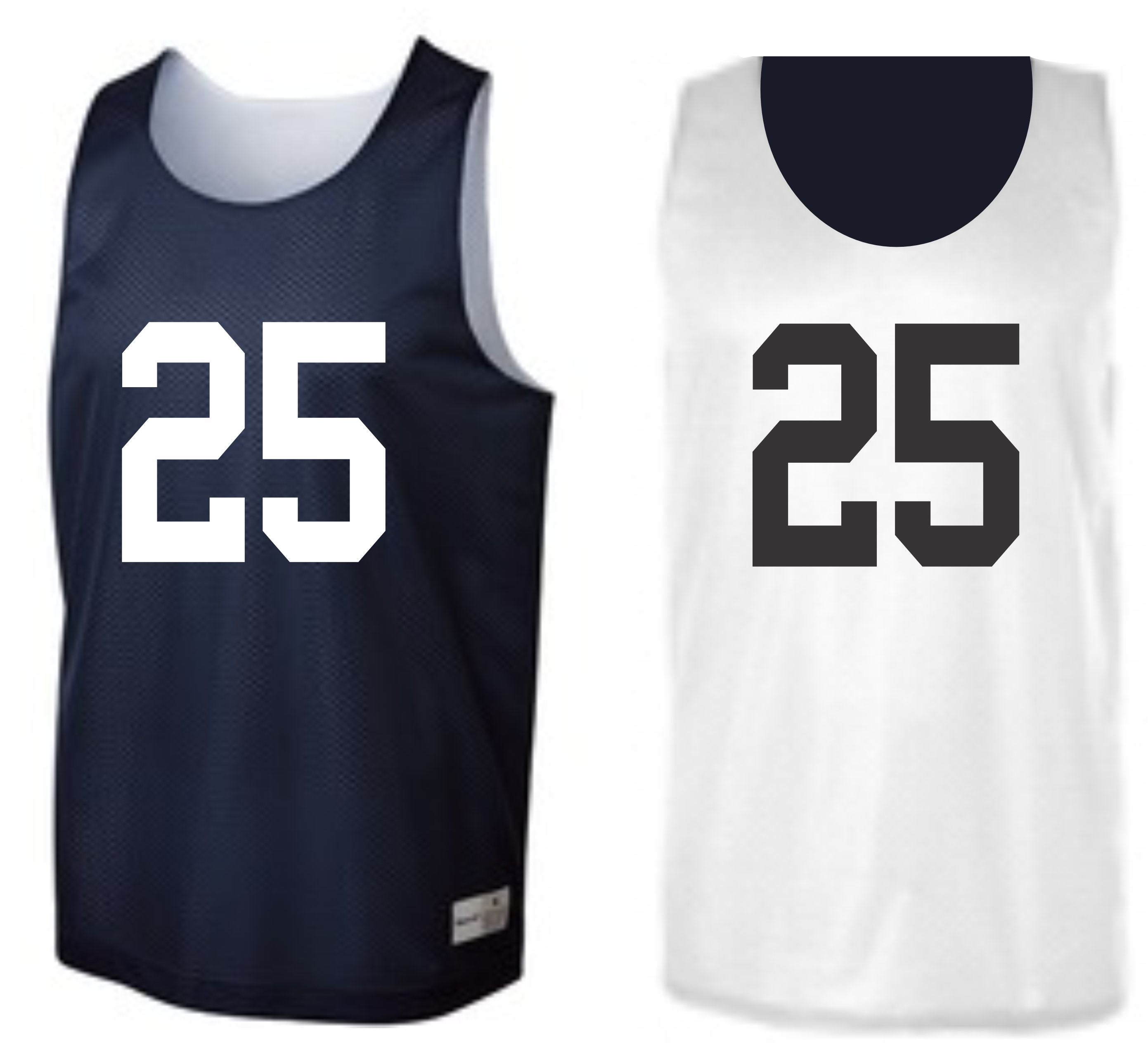 Custom Numbered Reversible Pinnies-NAVY/WHITE