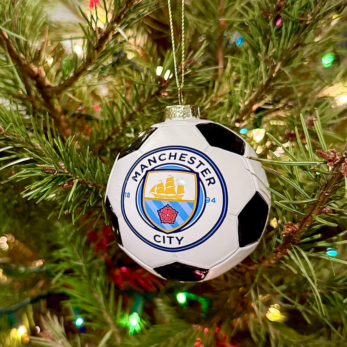 Manchester City FC Glass Ball Christmas Ornament