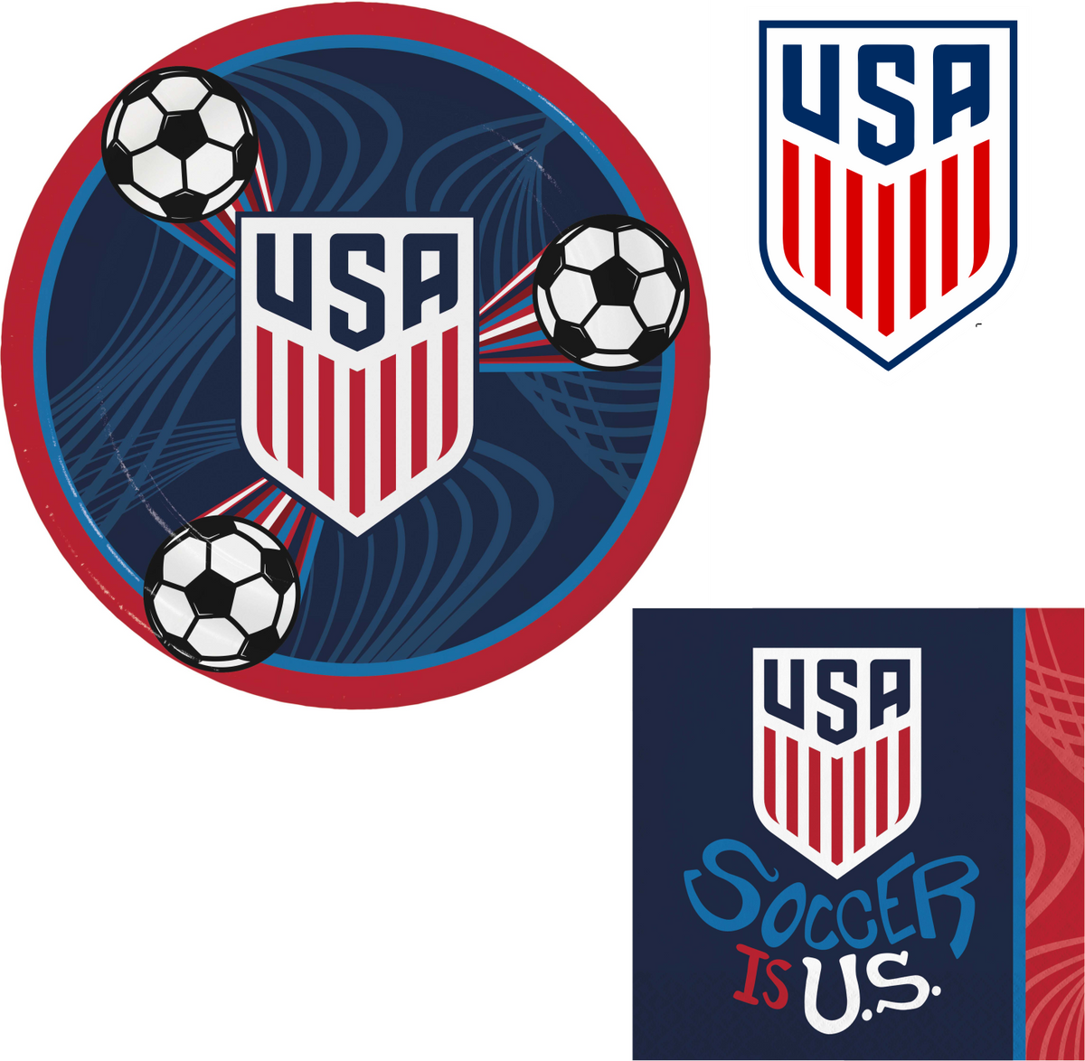 US Men's National Soccer Team 9" Dinner Plates (16ct) & Dinner Napkins (32ct)