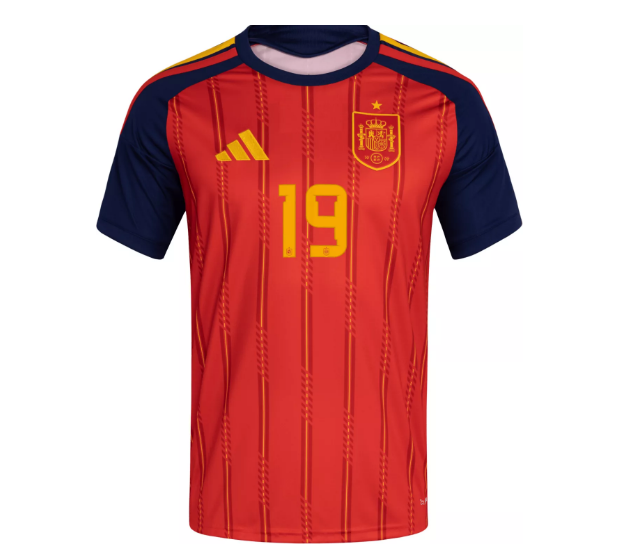 Spain Adidas Home Replica Jersey w/Lamine Yamal #19-YOUTH