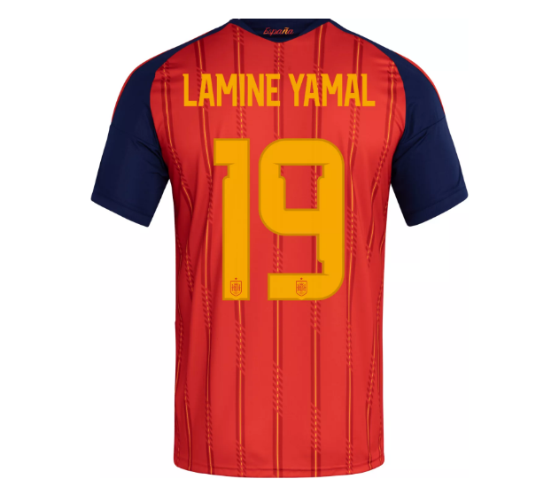Spain Adidas Home Replica Jersey w/Lamine Yamal #19-YOUTH