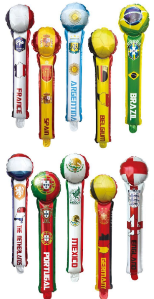 World Cup Soccer Nations Inflatable Balloon Cheer Sticks (pair)