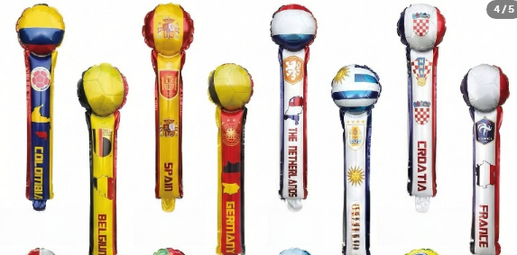 World Cup Soccer Nations Inflatable Balloon Cheer Sticks (pair)