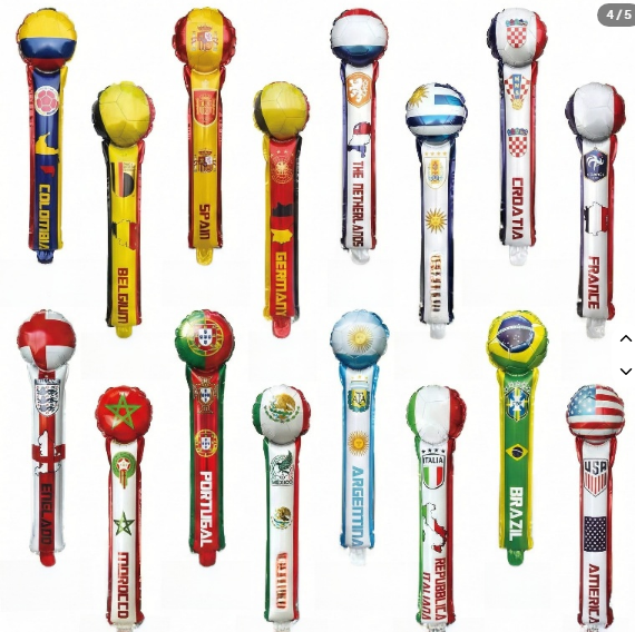 World Cup Soccer Nations Inflatable Balloon Cheer Sticks (pair)