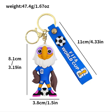 FIFA World Cup 2026 Cartoon World Cup Mascot Backpack Charm & Keychain