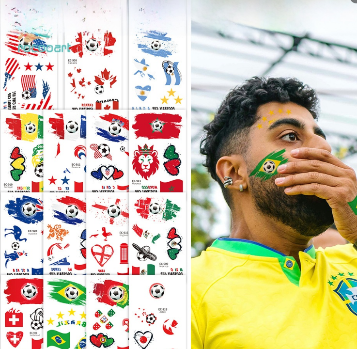 World Cup Country Nations Temporary Tattoos