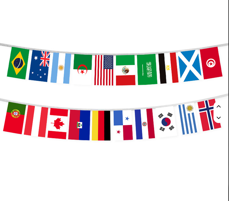 World Cup 2026 Country Flag String Bunting-ALL 48 Countries (47.5 feet!!)