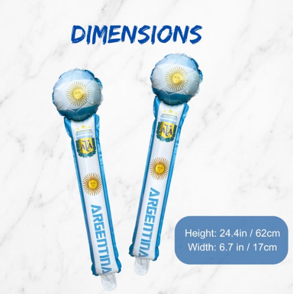 World Cup Soccer Nations Inflatable Balloon Cheer Sticks (pair)