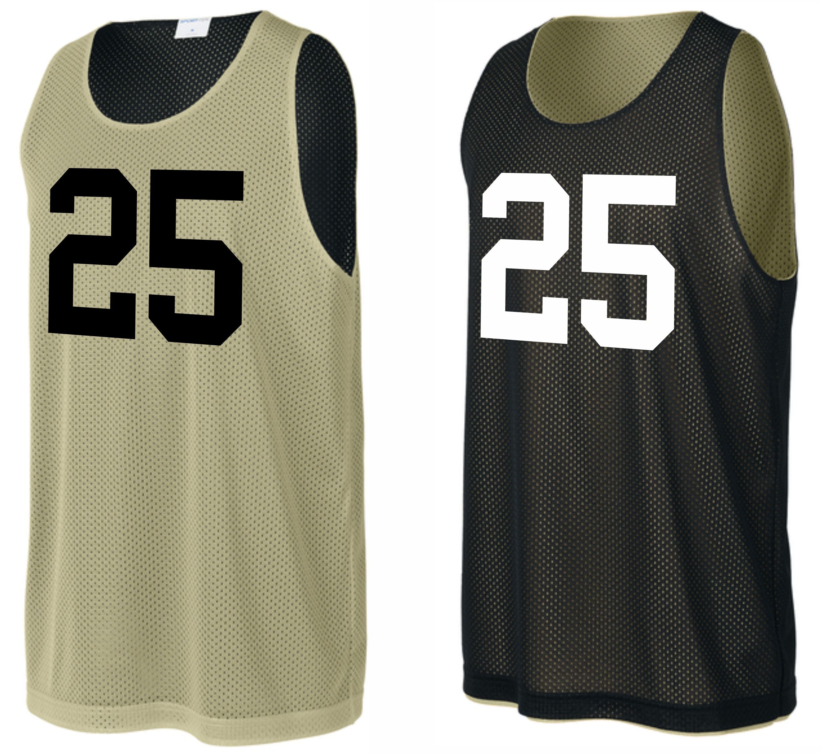 Custom Numbered Reversible Pinnies-VEGAS GOLD/BLACK