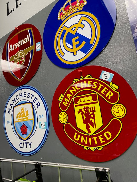 Metal Soccer Team Logo Prints (12" Round)